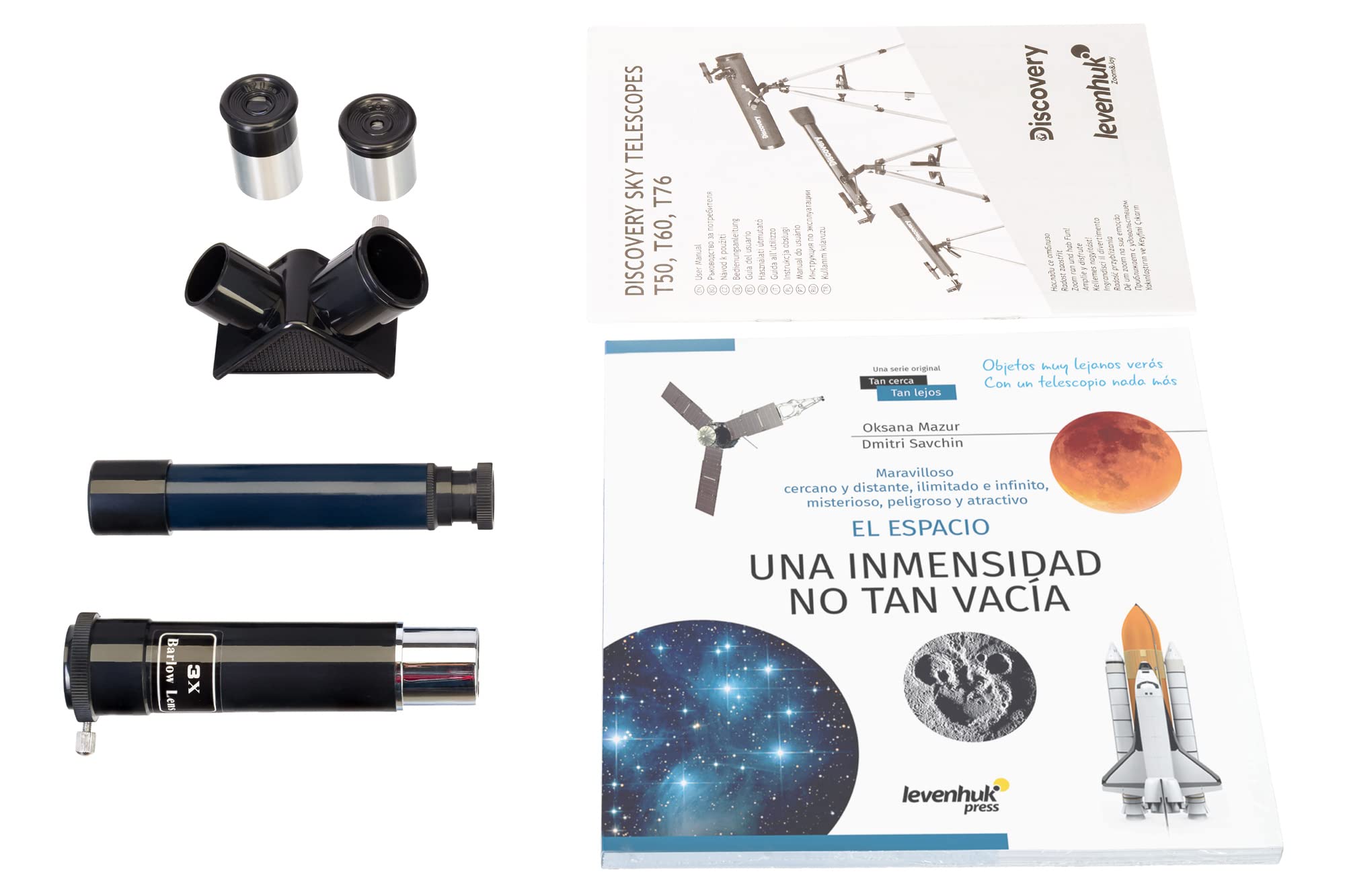 Ligero Telescopio Refractor Educativo Discovery Sky T50 De 50 mm para Niños con Accesorios y Libro En Español