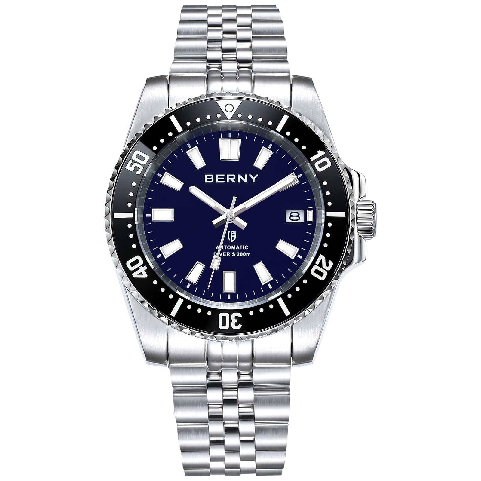 BERNY Dive Watch for Men AR Coating Sapphire Glass Rotating Bezel Automatic Wristwatch with Screw-in Crown 20ATM Waterproof Stainless Steel Bracelet Watches Super Luminous, Blue, Dive Watch,Mechanical (B0BWRM6BCF) Amazon Price History, Amazon Price Tracker