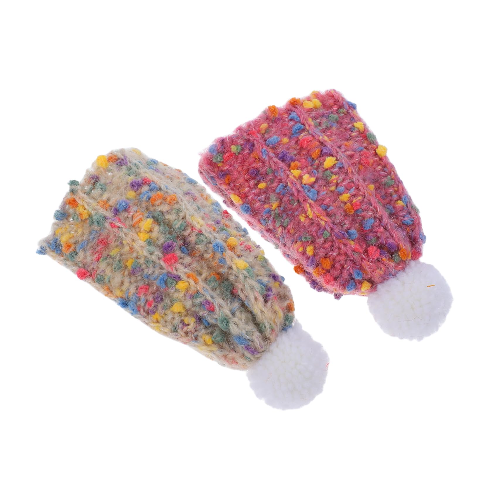 NUOBESTY Tiny Winter Hats for Crafts 2pcs Bear Doll Knitting Hat Woolen Toy DIY Decorations