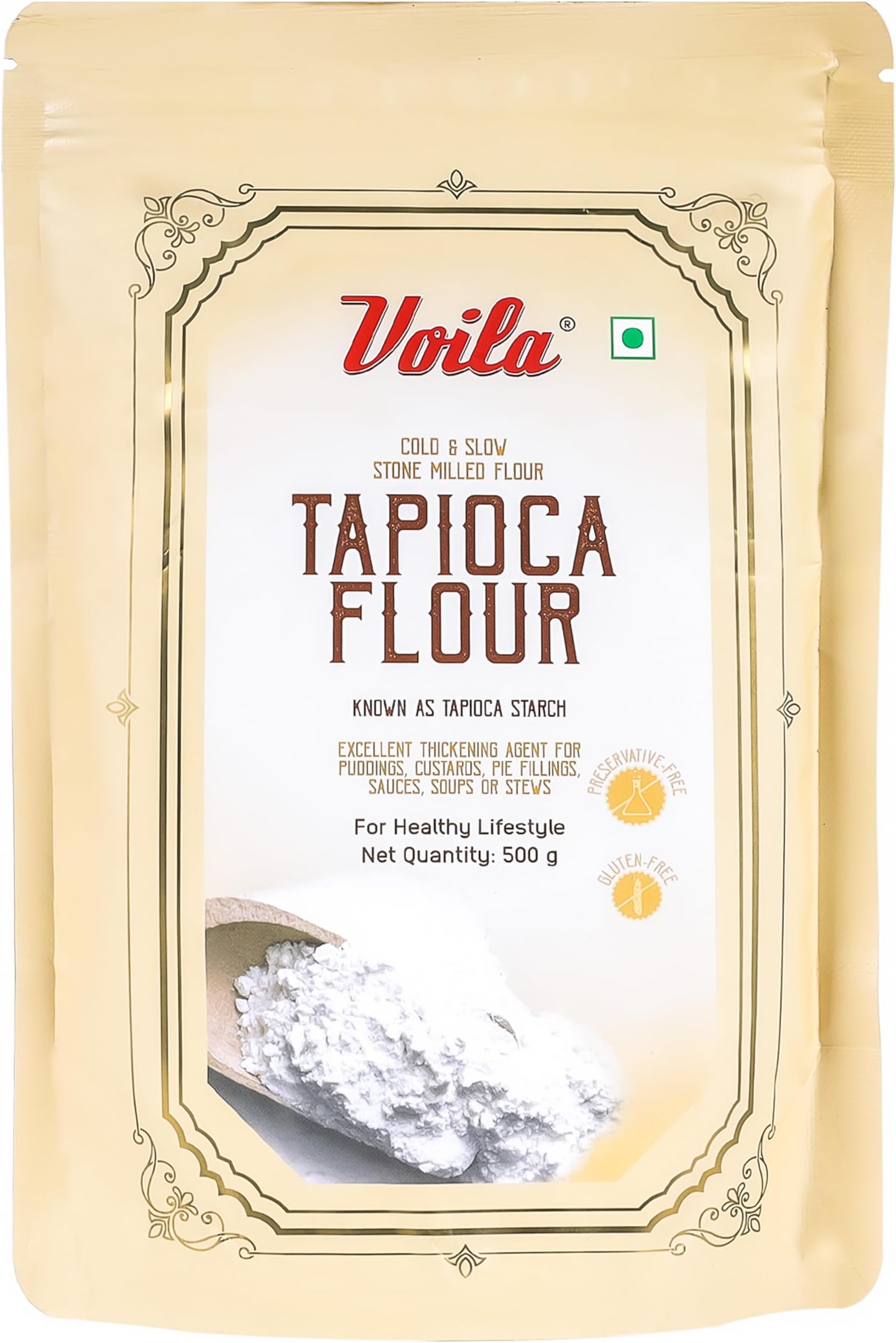Voila Tapioca flour 500g | Gluten Free | Sabudana Atta | Food for Fasting | Dietary Food (500 Gram)