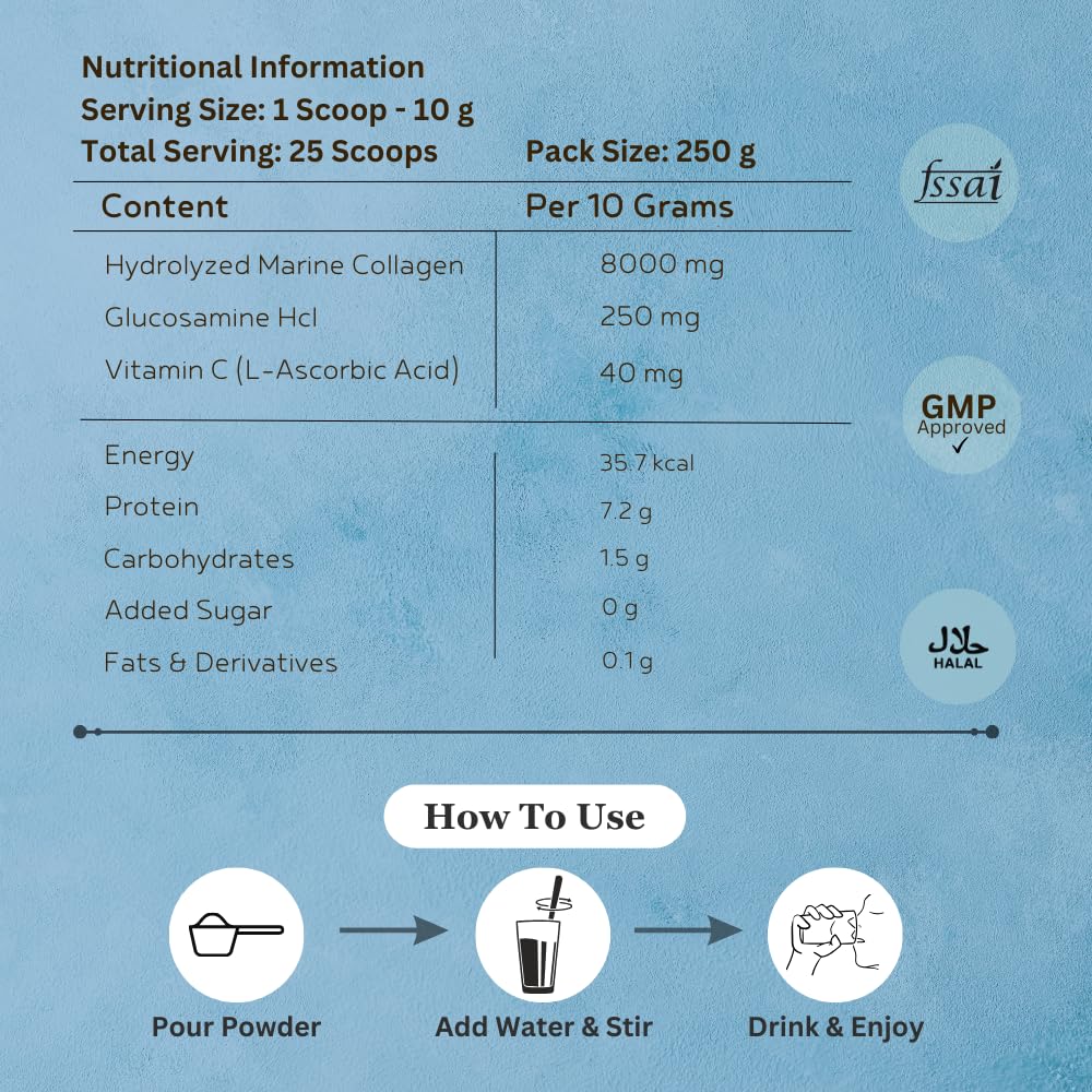 INJA Fit Hydrolyzed Marine Collagen Supplement Powder for Women & Men, Japanese Formulation Collagen with Vitamin C, Healthy Joints, Muscles, Skin, Hair, Sugar-Free, Gluten-Free, Coffee Flavor, 250 gm — Amazon image 6