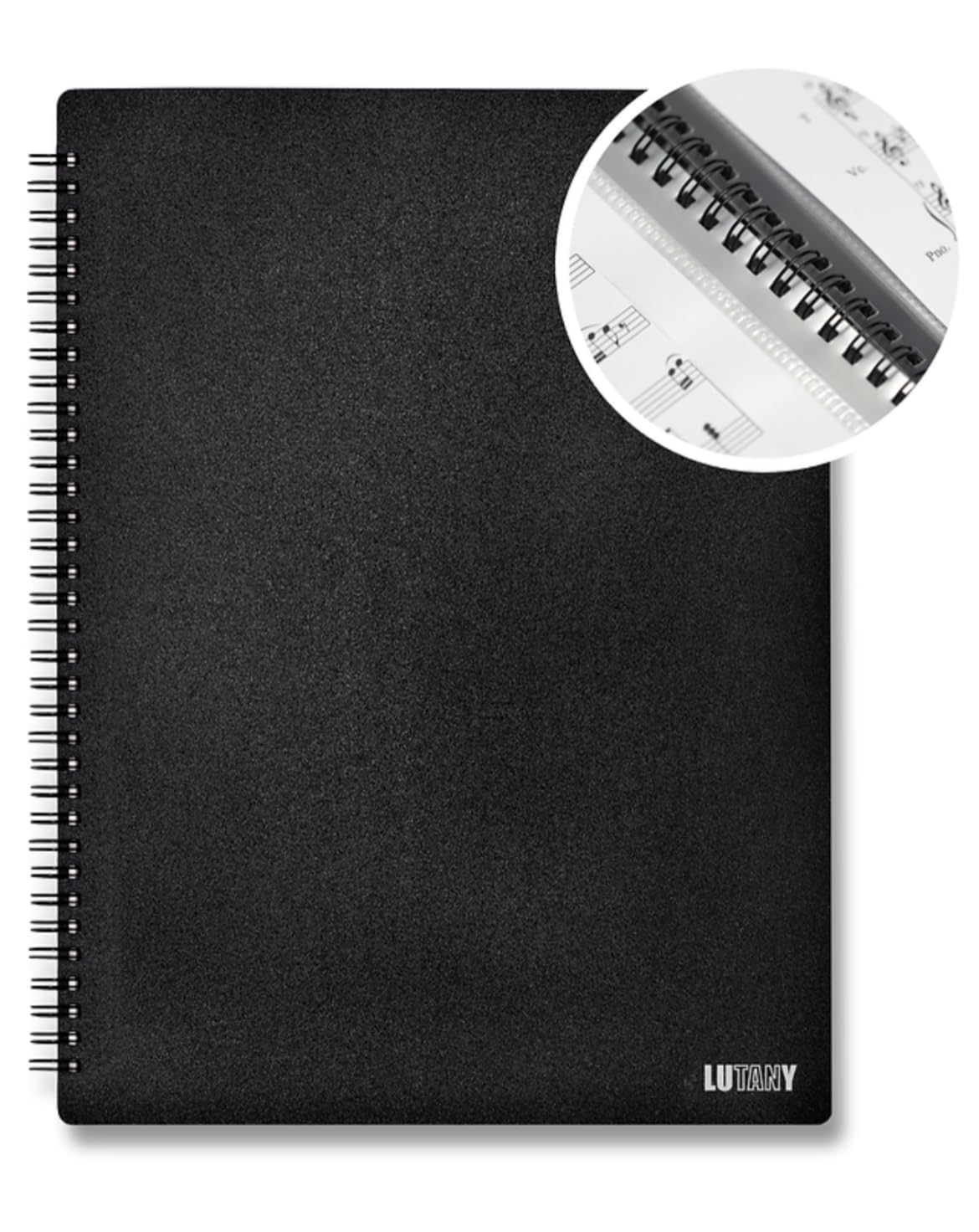 Spiralheft für 60 lose DIN A4-Blätter, LUTANY Notenmappe, blendfrei, Notiz ohne Entnahme möglich, Notenmappe, Hefter, Folder