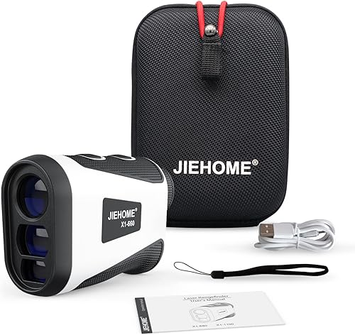 Miniatura 7 de JIEHOME Telémetro de golf X1 con pendiente, bloqueo de asta de bandera y vibración, telémetro láser 6601100YDS para golf y caza, buscador láser