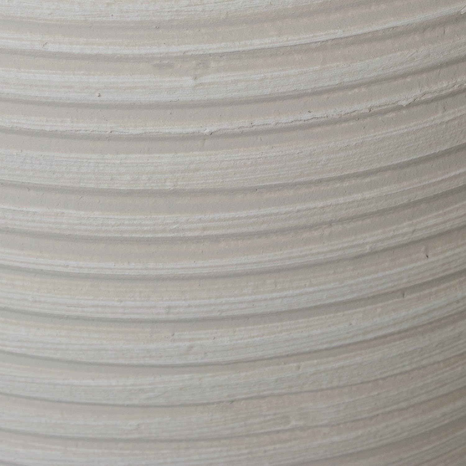DRW Jarron de Suelo de Ceramica Ondulado en Blanco Mate 30x30x70cm