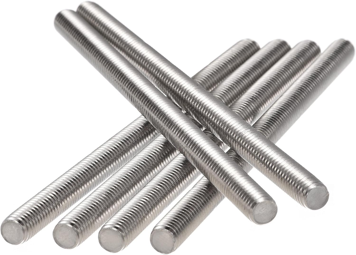 uxcell 12Pcs M8 x 130mm Fully Threaded Rod 304 Stainless Steel Right Hand Threads