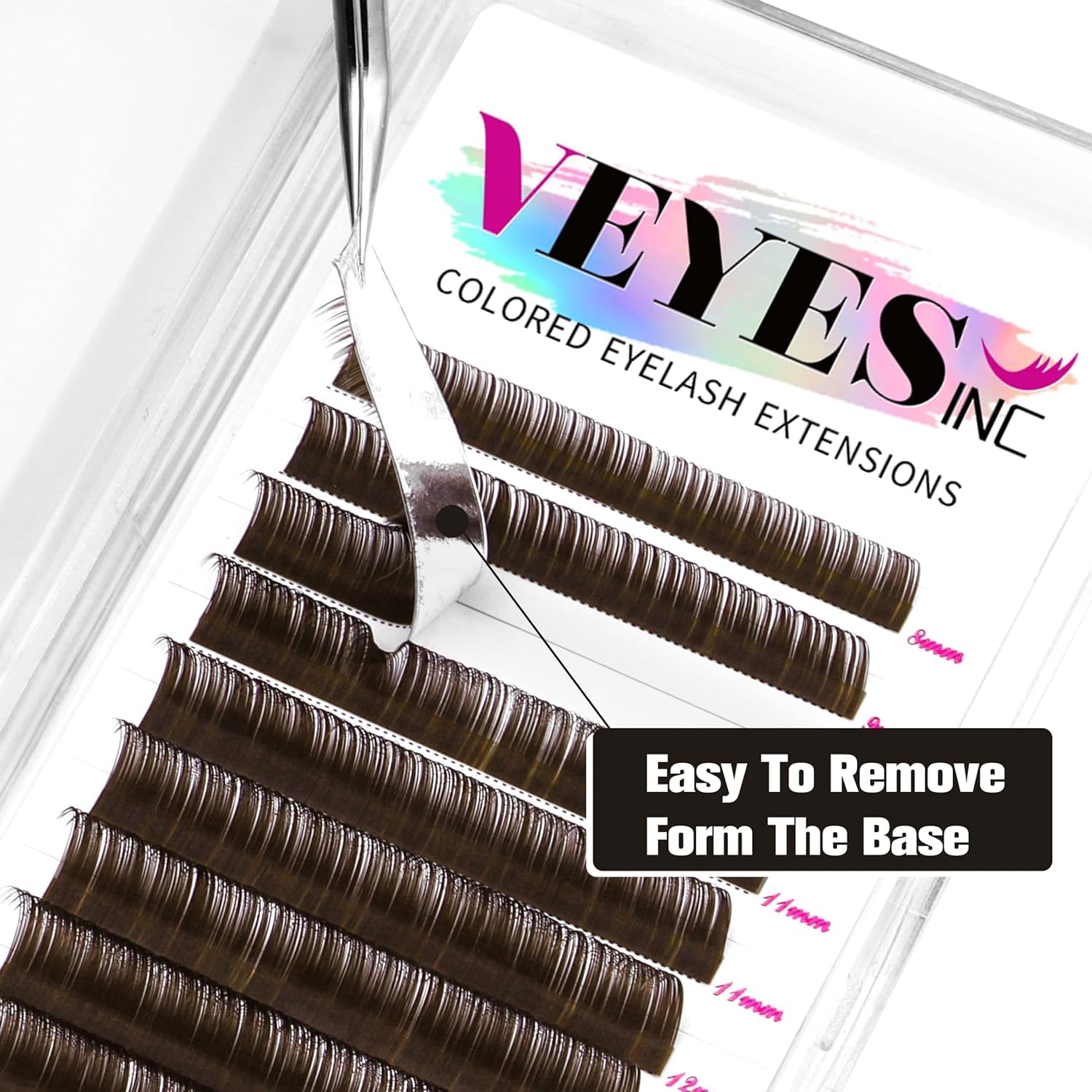 VEYES INC Brown Lash Extensions 0.03-0.07 C/CC/D Curl 8-16mm Mixed Length Volume Eyelashes Tray - Image 3