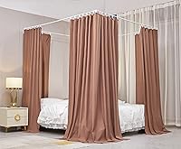 Vista 6 de VETHIN Cortinas de cama estilo techo elástico de cuatro esquinas estilo princesa con dosel para niñas y adultos. Tienda acogedora y transpirable