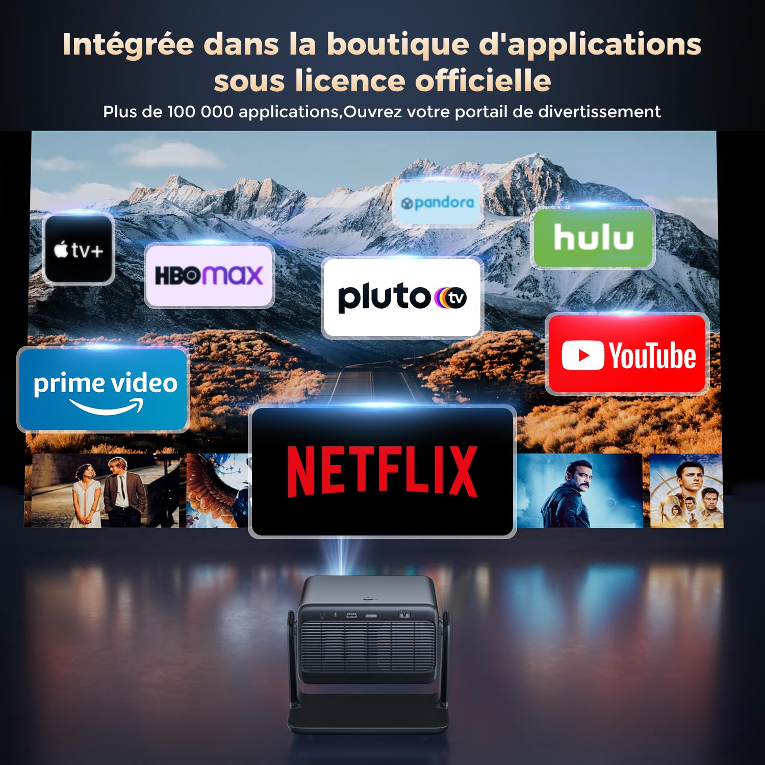Vidéoprojecteur 30000 Lumens Projecteur Video Auto Focus WiFi AMEELA | Portable Videoprojecteur Dolby Audio FHD 1080P HDMI/USB intégré Compatible avec Netflix, Youtube/Prime Video
