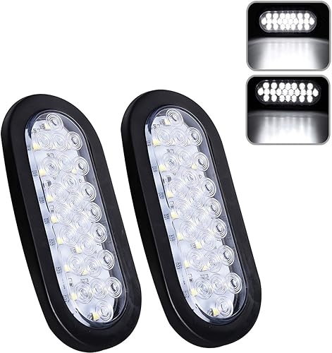 NPAUTO 2 unids 6 "Oval LED Remolque Luces 24 blanco LED reversa luces de respaldo impermeable Remolque parada vuelta luz trasera para RV camiones