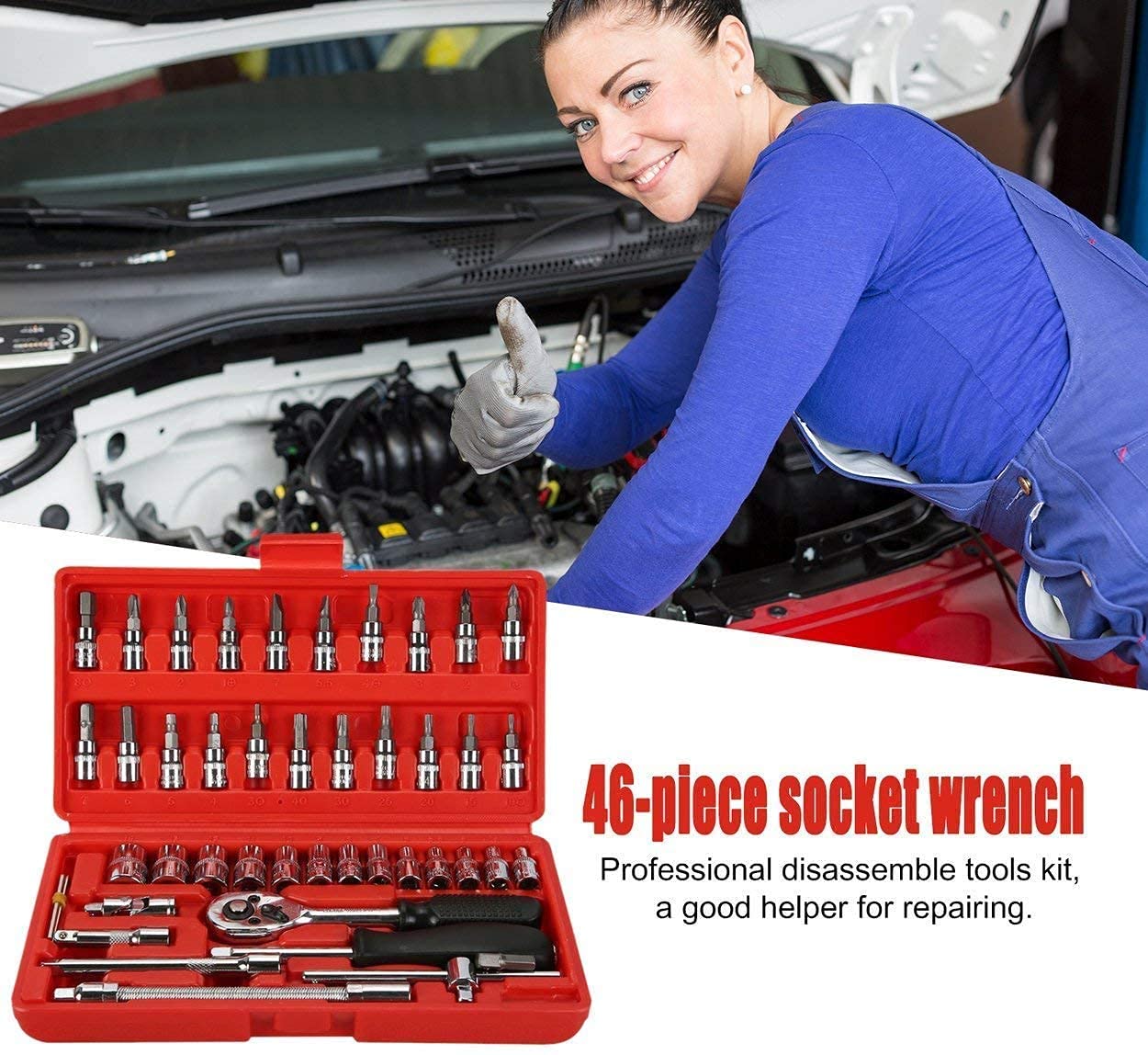 Nikrim™46 in 1 Pcs Tool Kit & Screwdriver Set Multi Purpose Combination Socket Set Case Precision Screw Driver Tool Box - Multi Colour 1