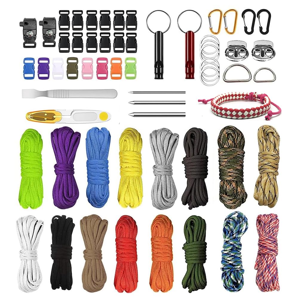 FARYODI Paracord 550 cuerda de 4 mm, juego de cuerda de paracord con 3 metros de 7 núcleos, cuerda de nailon, cuerda multiusos para manualidades, pulsera, correa de perro, collar, camping