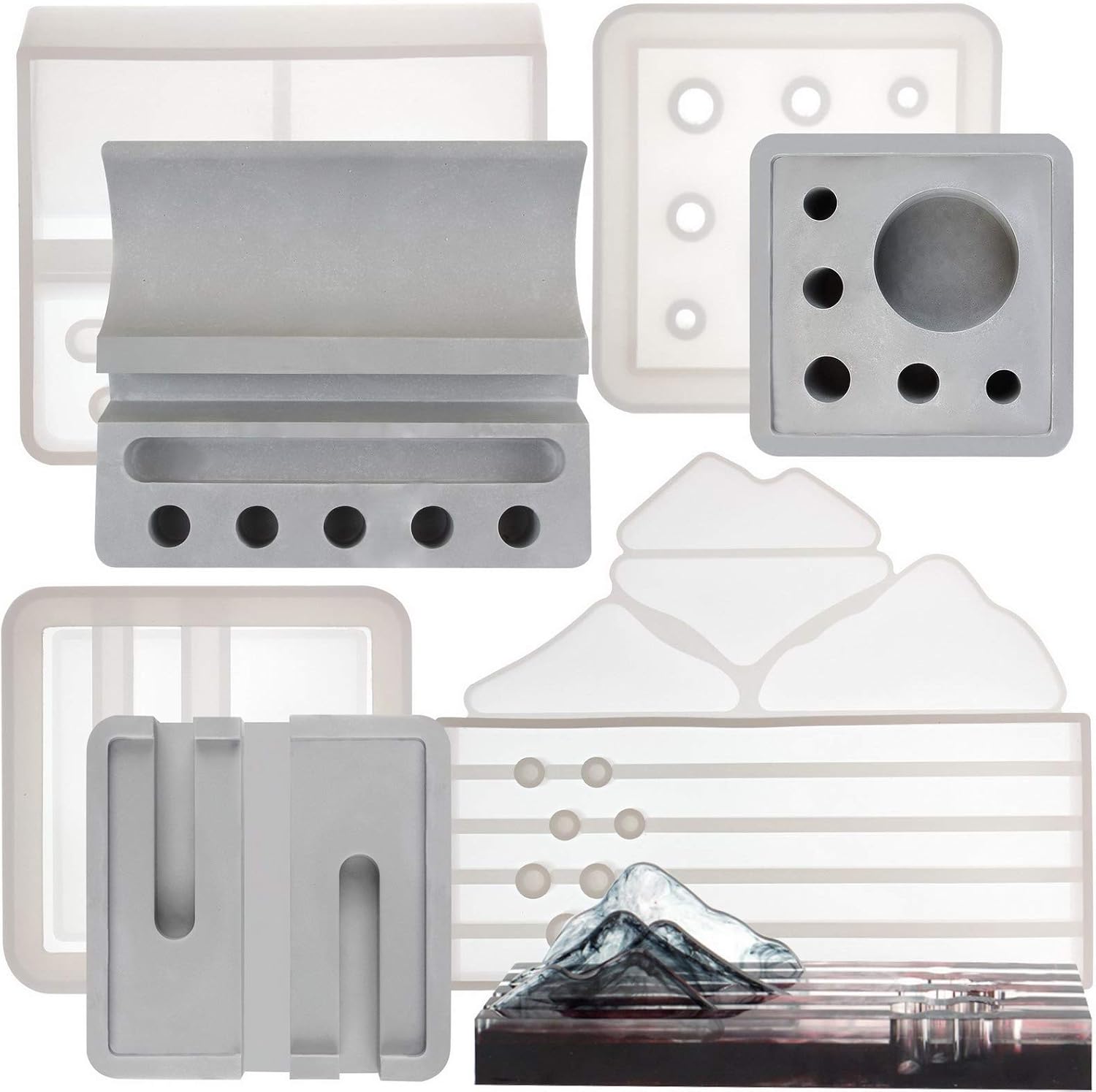 Pen Holder Epoxy Silicone Molds Set 4-Count for Resin Casting, Concrete, Cement, Polymer Clay, Plaster DIY, Length 3.7-7.9inch