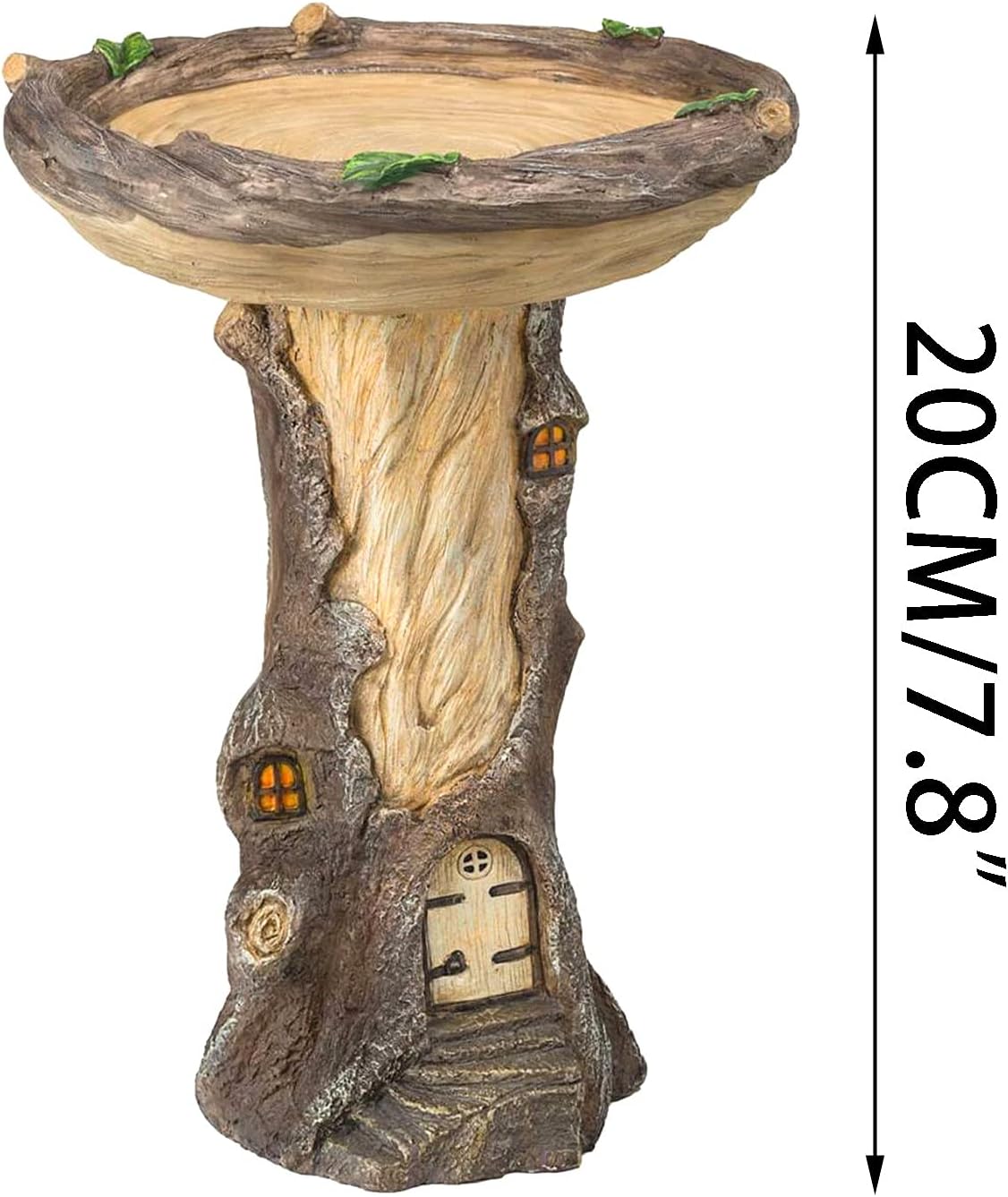 Polyresin Bird Bath,Outdoor Bird Bath Bowl,Resin Pedestal Fountain Deco for Yard Art Crafts,Fairy Tale House Bird Bath Drinking Feeder Artifact for Home Garden Patio Decoration (G), 22x13x6