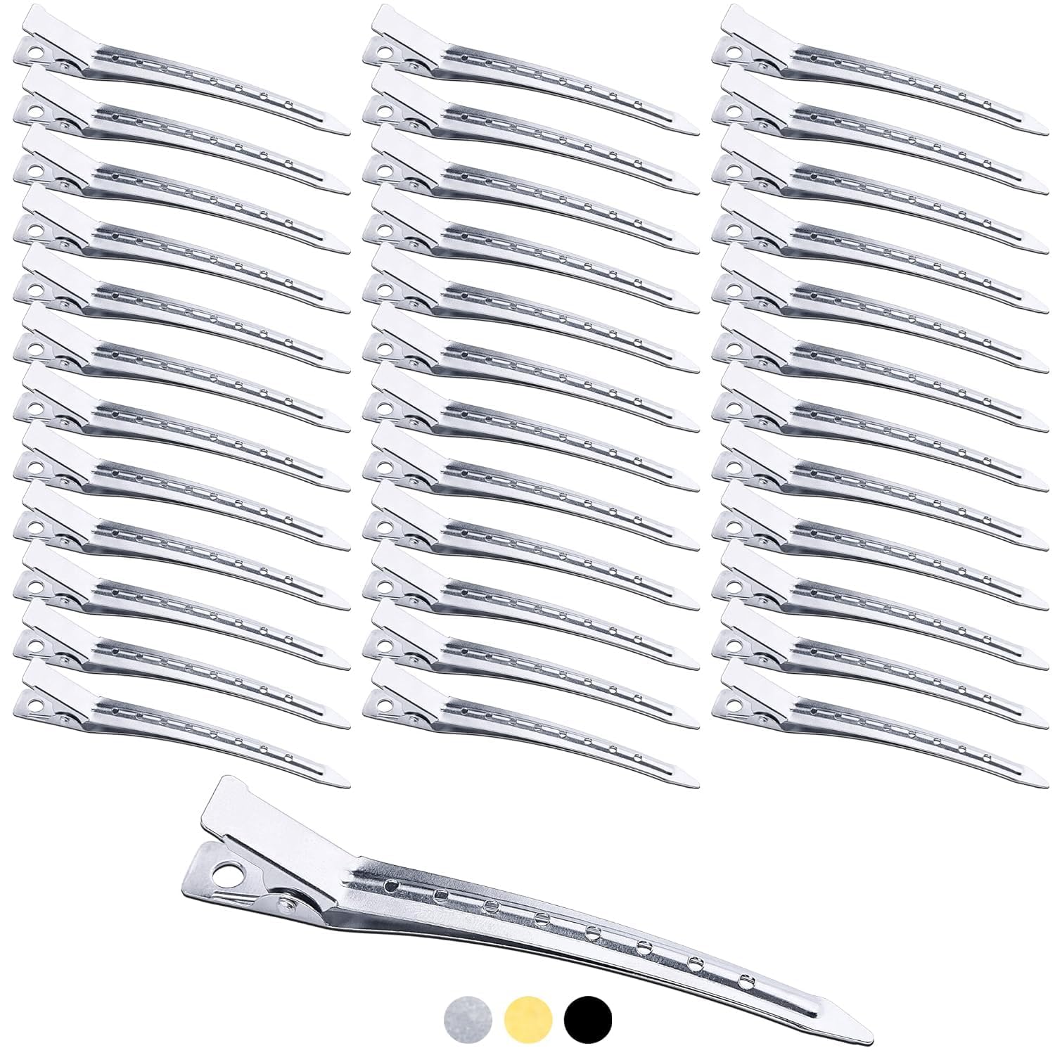 Mbsomnus 36pcs Hair & Clip for Styling 3.5 Inch Silver Sectioning & Metal Pin Curl Clips for Long Hair Roller & Duckbill Hairdressing