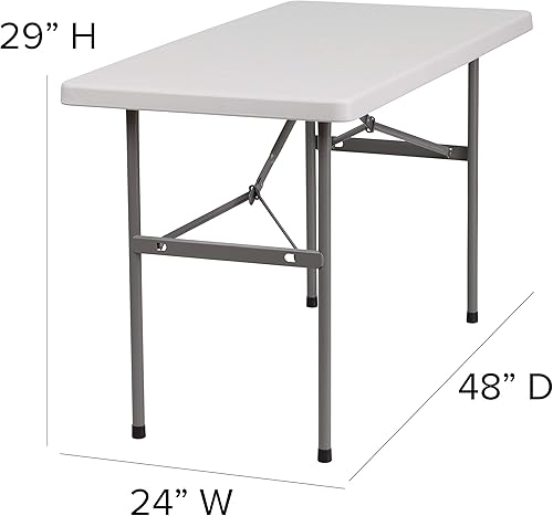 Miniatura 2 de BizChair - Mesa plegable de plástico de granito (4 pies), color blanco