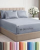 Vista 48 de Juego de sábanas de tamaño California king, transpirables, refrescantes, con esquinas extraprofundas de 18-24 pulgadas, de ajuste fácil