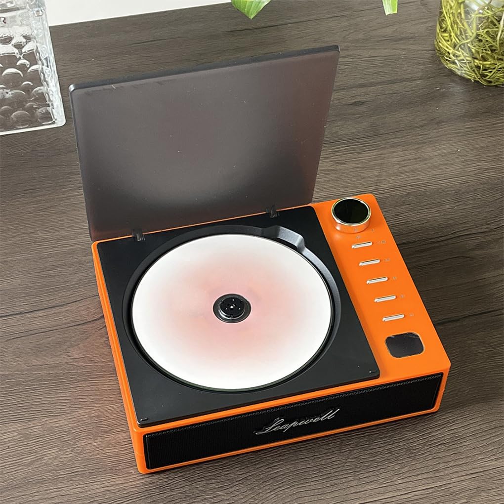 Lecteur CD avec Haut-parleurs Hi-FI Portable et Petit Lecteur baladeur CD ABS comme Vieux, Orange