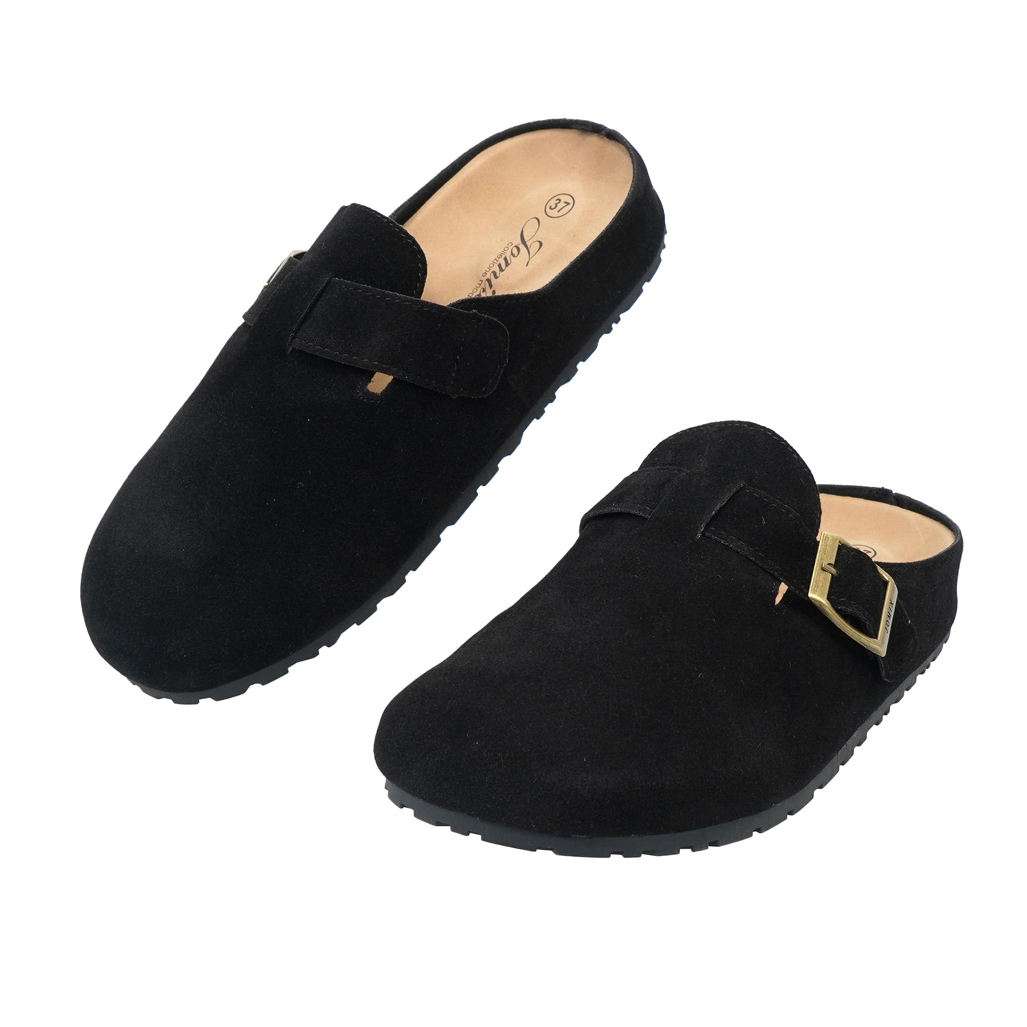 JOMIX Sabot Donna Pantofole Chiuse Davanti in Pelle Sintetica con Fibbia Regolabile Ciabatte con Plantare Ergonomico Zoccoli da Casa e Esterno