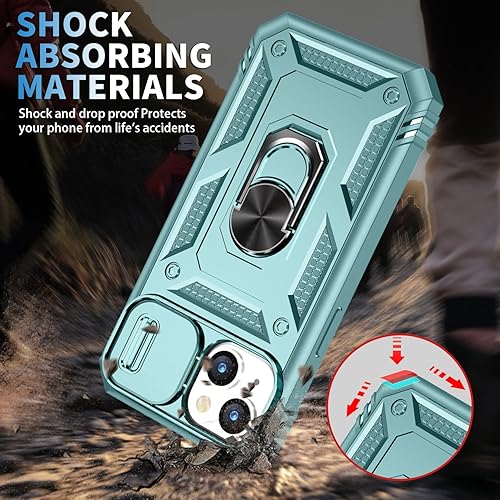Vista 97 de Korecase Funda de protección para iPhone 12 y 12 Pro Ring Case con cubierta para lente de cámara, grado militar, resistente, de doble capa, cuerpo
