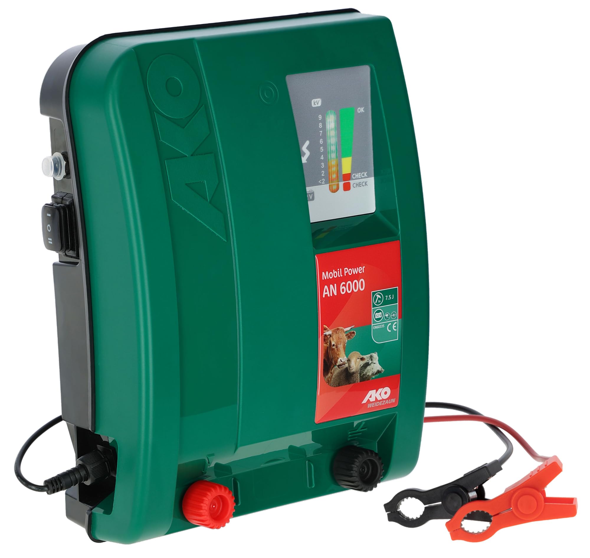 AKO 441136 - Starter Set Mobil Power AN 6000 (Verde, 200 m di Lunghezza, 6 mm di Larghezza, Recinzione per Animali, Accessori per Animali