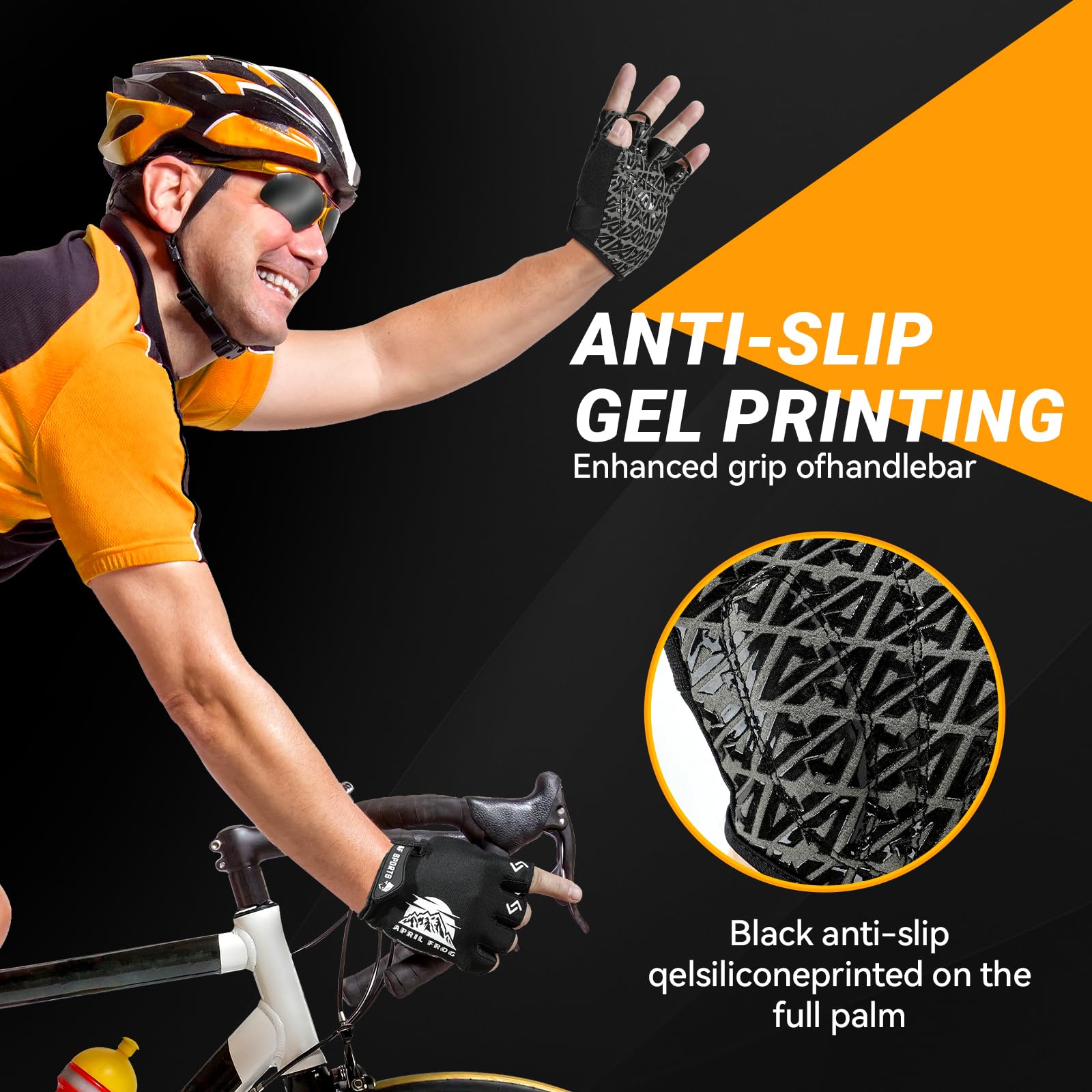 Guantes deportivos de ciclismo para bicicleta: guantes de bicicleta de medio dedo para hombres y mujeres con almohadilla de gel de 5 mm, guantes de entrenamiento antideslizantes para