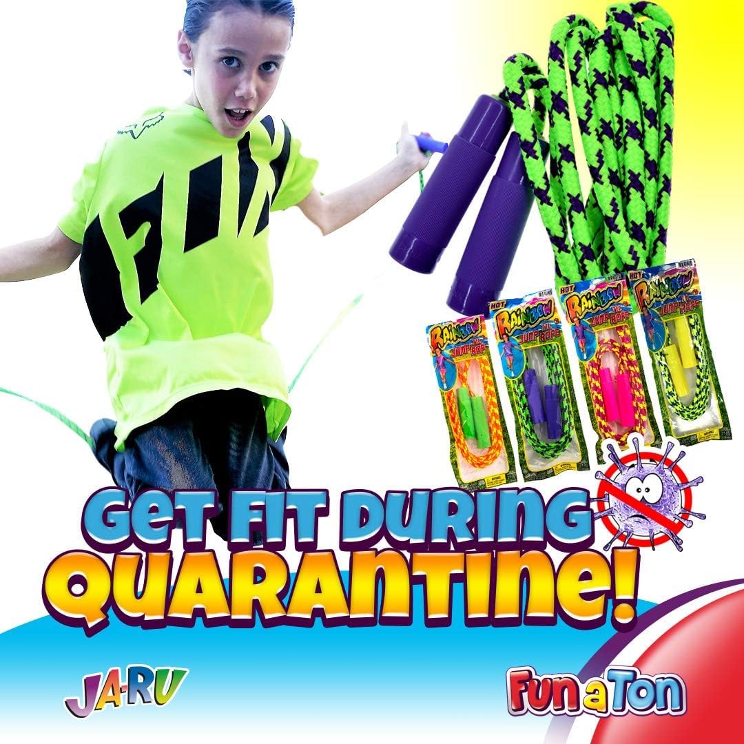 JA-RU 7ft Adjustable Jump Rope (Jump Rope) Nylon Braided Jump Ropes for Kids. Indoor & Outdoor Activities for Teens. Bulk Party Favor & Gymnastics Goodie Bag Stuffers. 1995