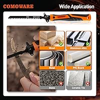 Vista 5 de COMOWARE Juego de 17 piezas de sierra de mano y lima con mecanismo de cambio rápido de hoja, 10 hojas de sierra y 6 limas de precisión