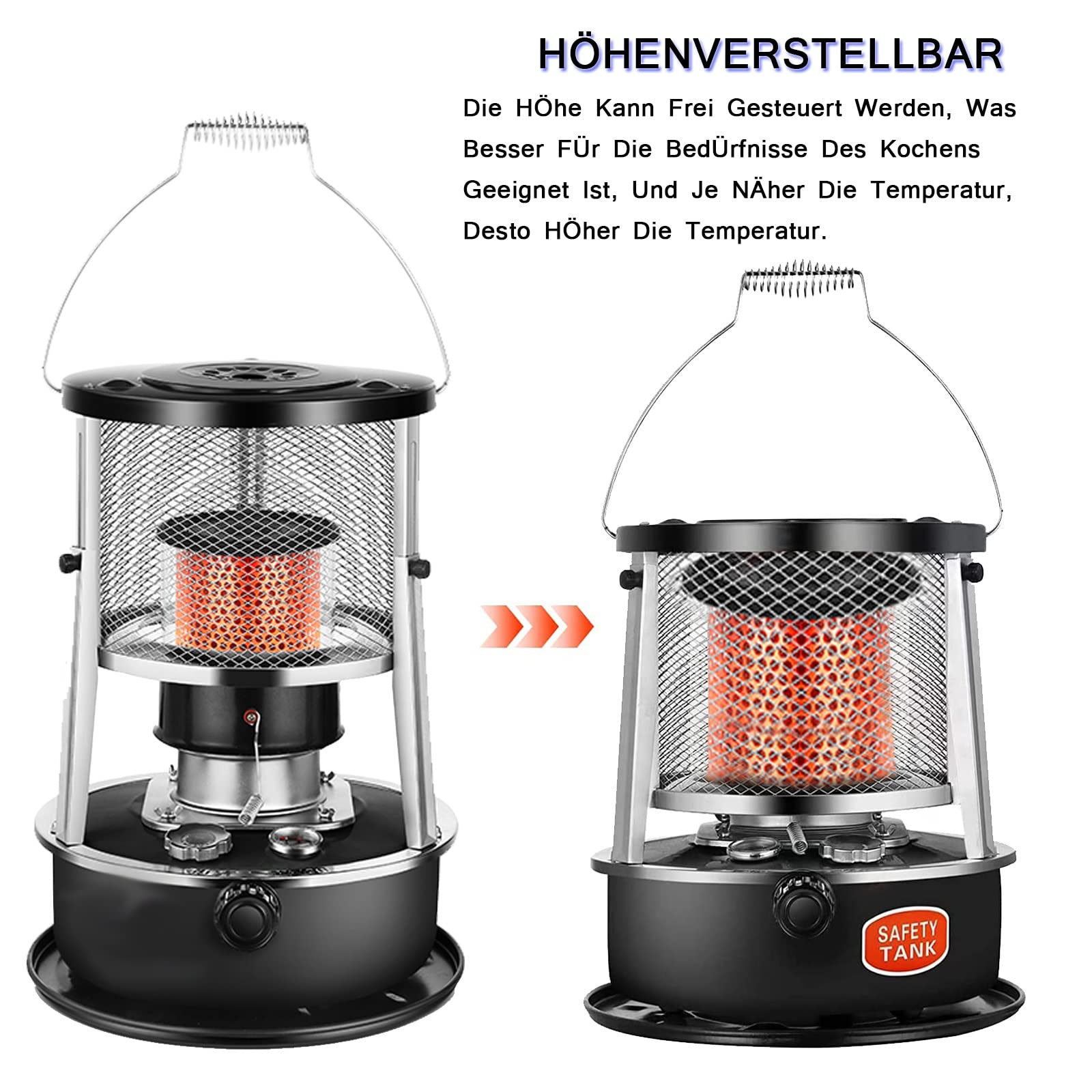 Petroleumheizung Mit Löschautomatik Kopp, Petroleumofen, Petroleumofen Für Innenräume, Mobile Heizung Ohne Strom, Petroleum Ofen Heizung,mit 6 Dochten (Color : 002-Black)