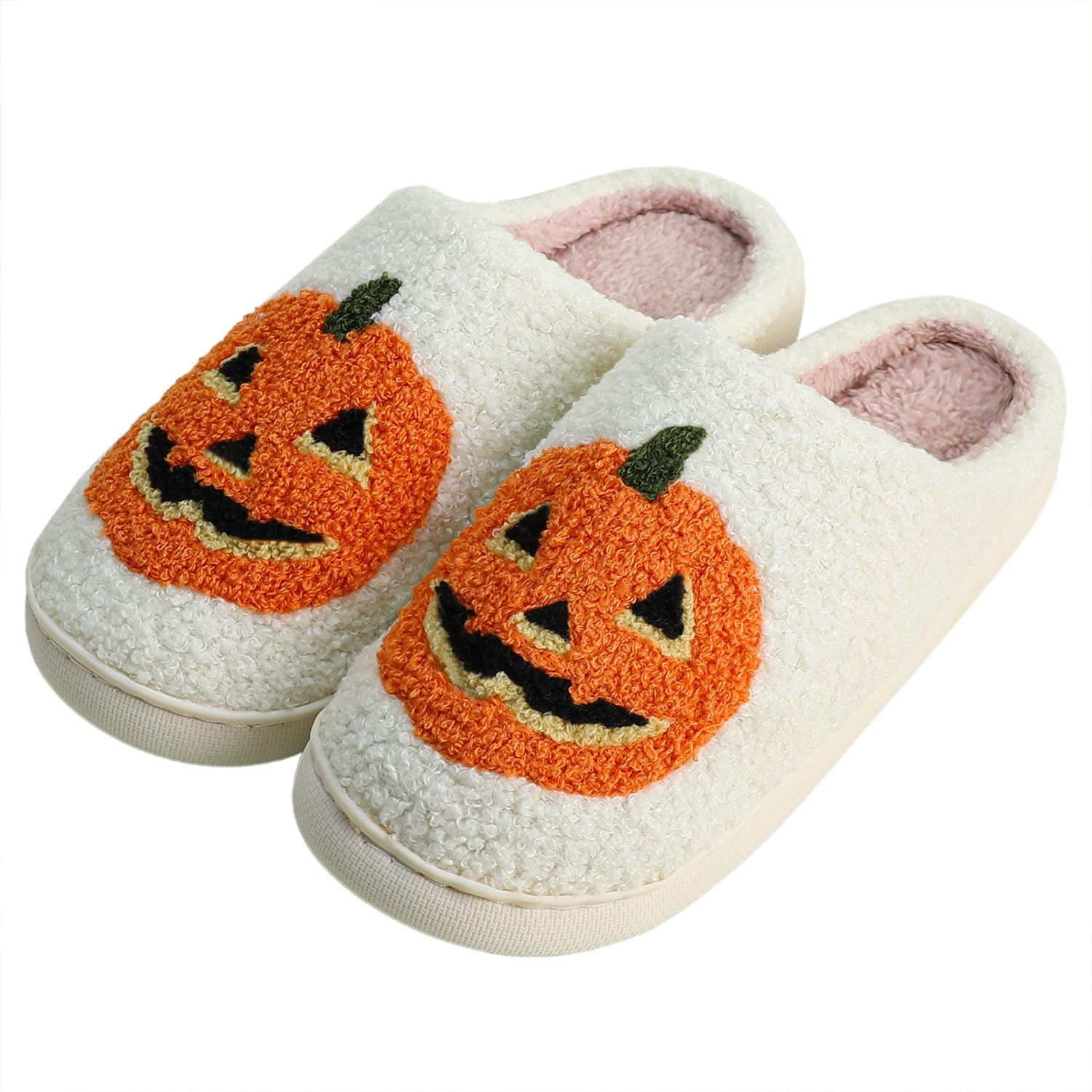 Gaolinci Pumpkin Lantern Cotton Slippers, Halloween Ghost Lantern Slippers