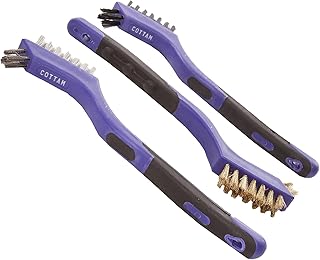 COTTAM Mini/Small Wire Brush Set (x3 Wire Brushes) | Nylon, Brass, Stainless Steel | The Wire Brushes for Rust Removal, Grout Cleaning & BBQ Grill Cleaning