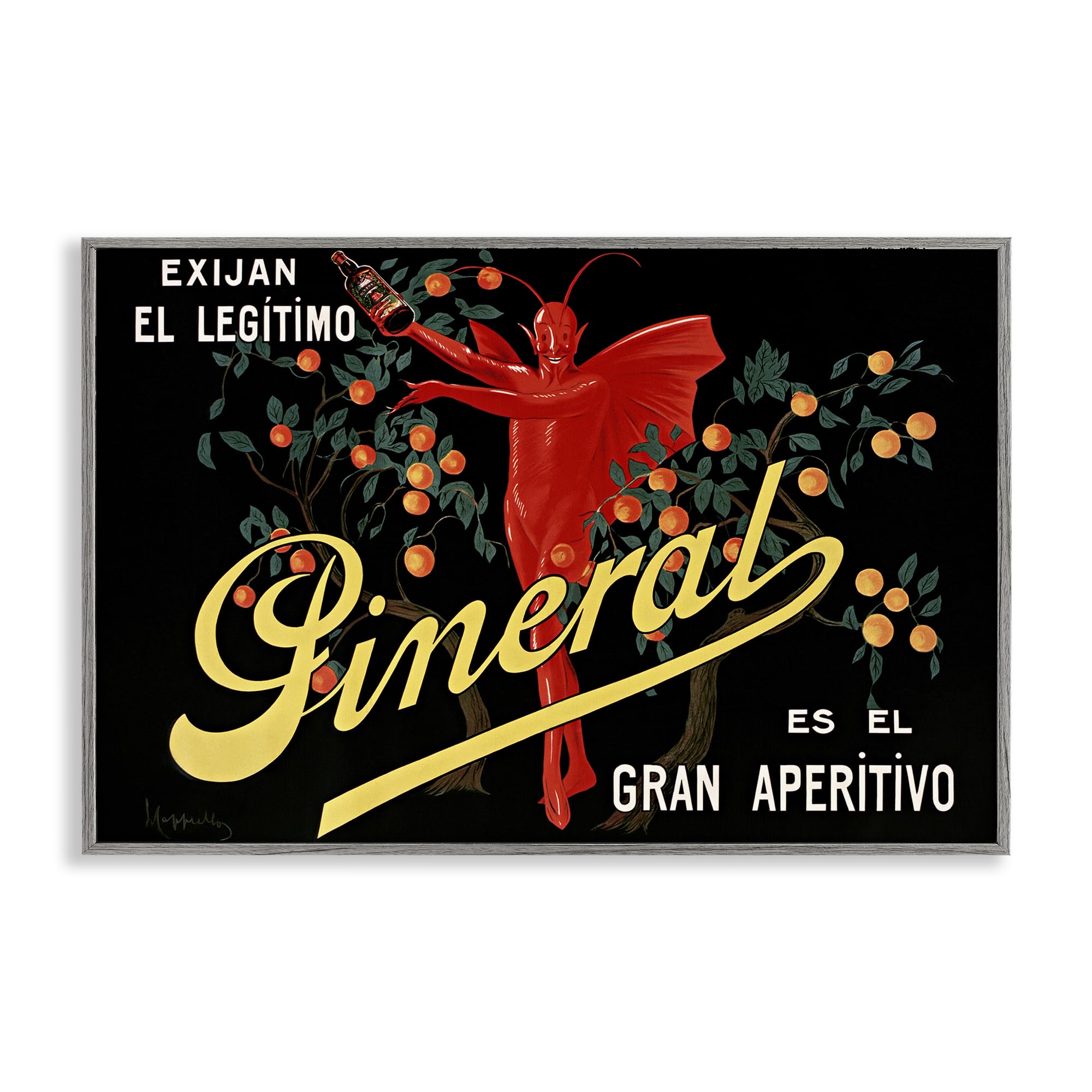Stupell Industries Farmhouse Gray (Textured) 'Aperitif Poster With Character'| Framed Giclee Art
