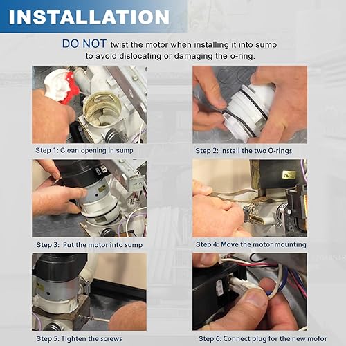 Miniatura 6 de 154844101 Motor Kit154844101 Motor de bomba de circulación para lavavajillas con juntas tóricas para lavavajillas Frigidaire, reemplazar 154483001