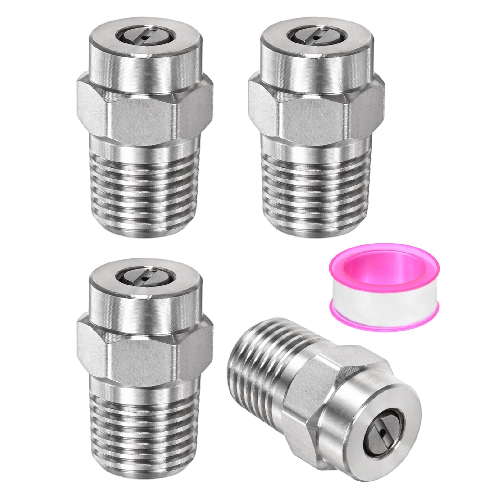 TIXIPEM 1/4IN Male NPT 15 Degree Surface Cleaner Tips [4PCS] - Pressure Washer Nozzles Cleaner Nozzle Replacement Use for Water Gun & Water Broom - [Stainless Steel-1.07MM Orifice]