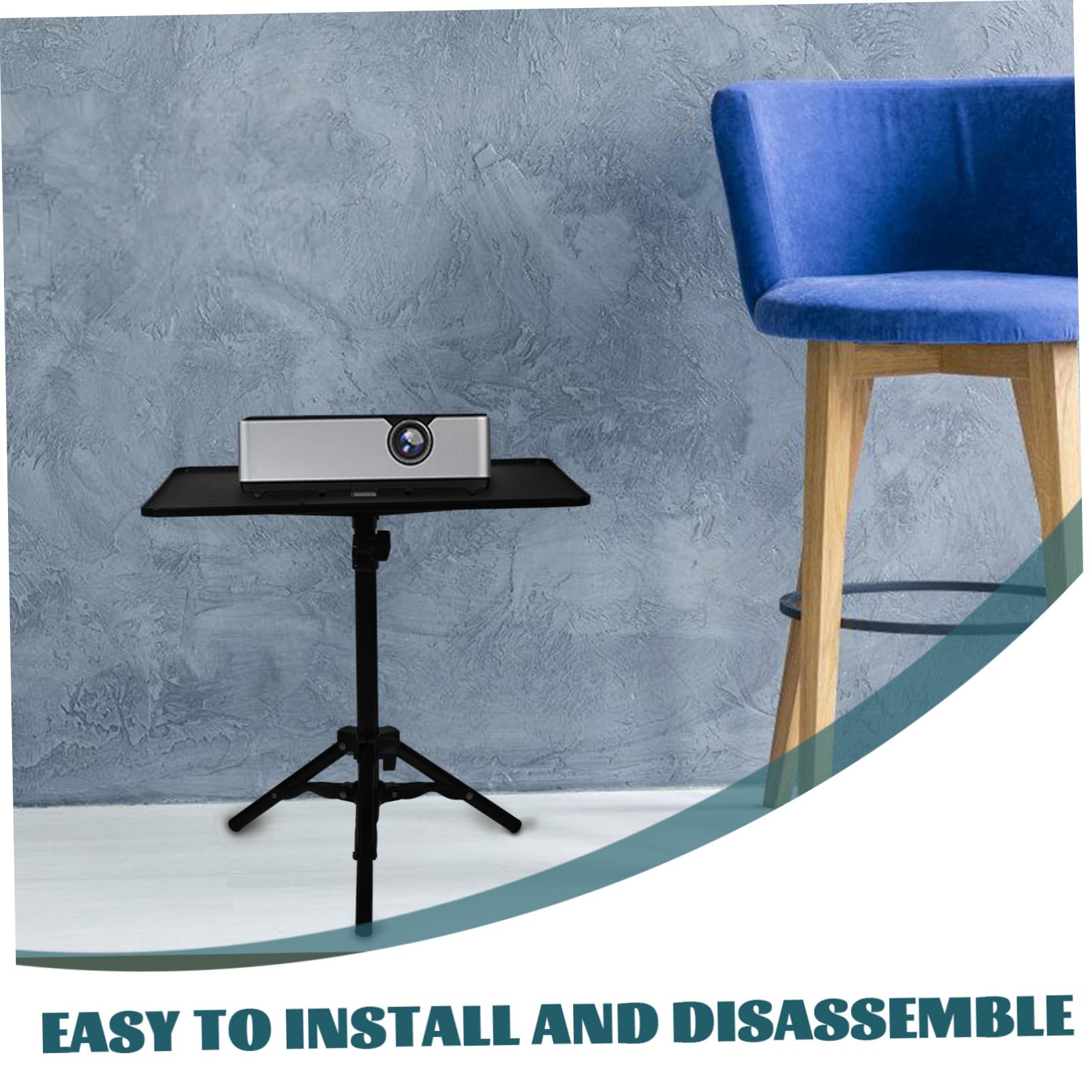 HEMOTON Supporto per Proiettore da Tavolo Regolabile, Stand Proiettore in Lega Nera, Altezza 32-60cm, Facile da Montare, per Scrivanie e Spazi Stretti