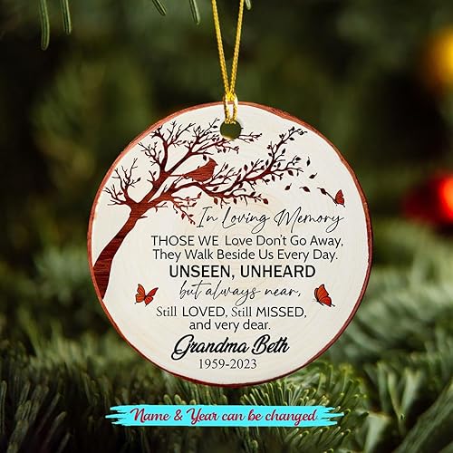 Vista 83 de Adorno de cerámica con cardenal personalizado en memoria amorosa, los seres queridos pueden dejar este mundo pero nunca dejan nuestros corazones