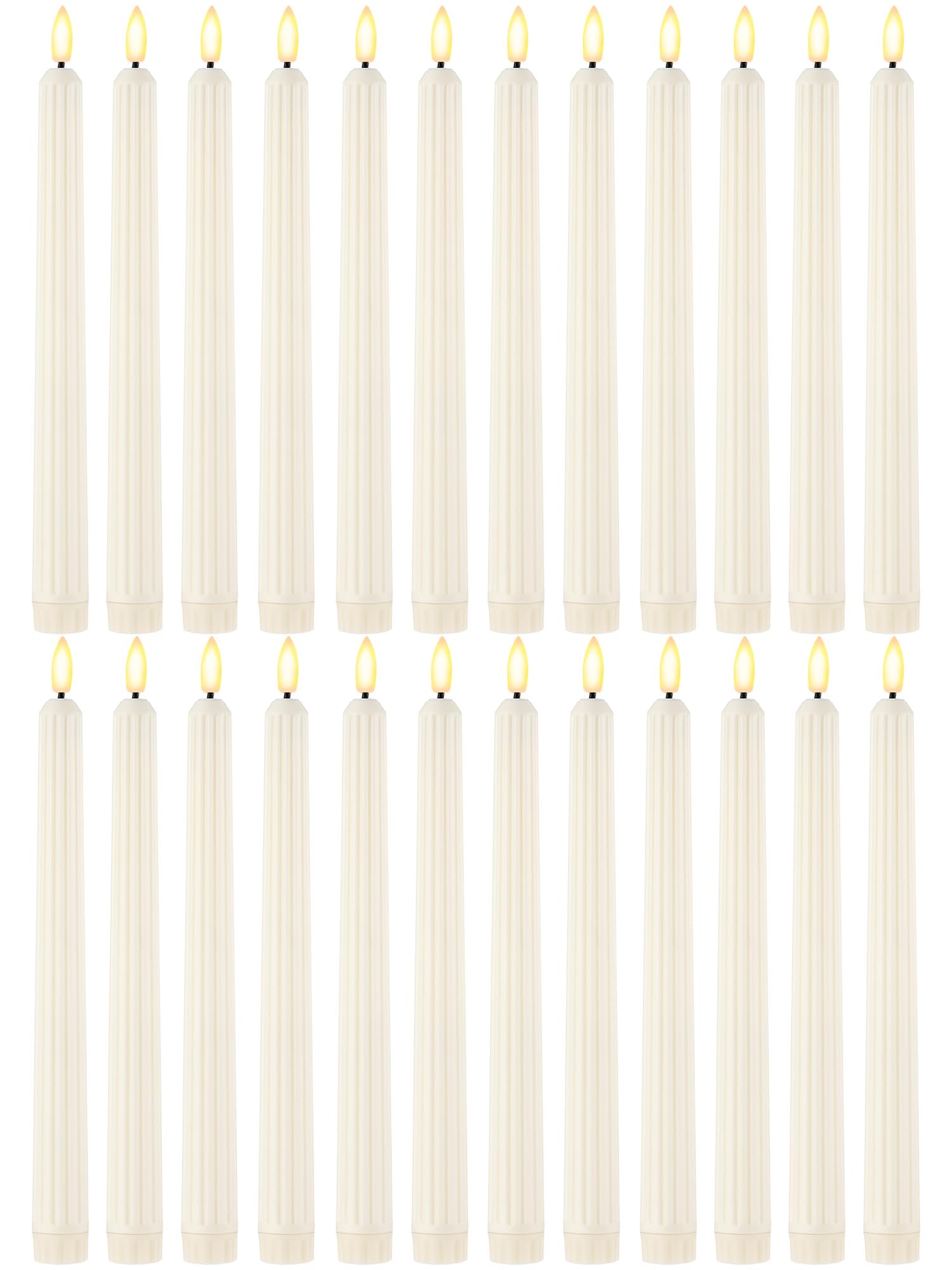 Treela 24 Pcs Flameless Taper Candles Battery Operated ulkB Fake Candles Light LED Candle Sticks Flickering Tapered for Wedding Anniversary Holiday Decoration(Roman Column,11 Inch,Ivory)