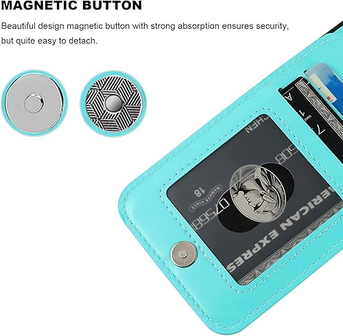 Miniatura 7 de KIHUWEY Funda compatible con iPhone 14 con soporte para tarjeta de crédito, cierre magnético de cuero de alta calidad, función atril, funda