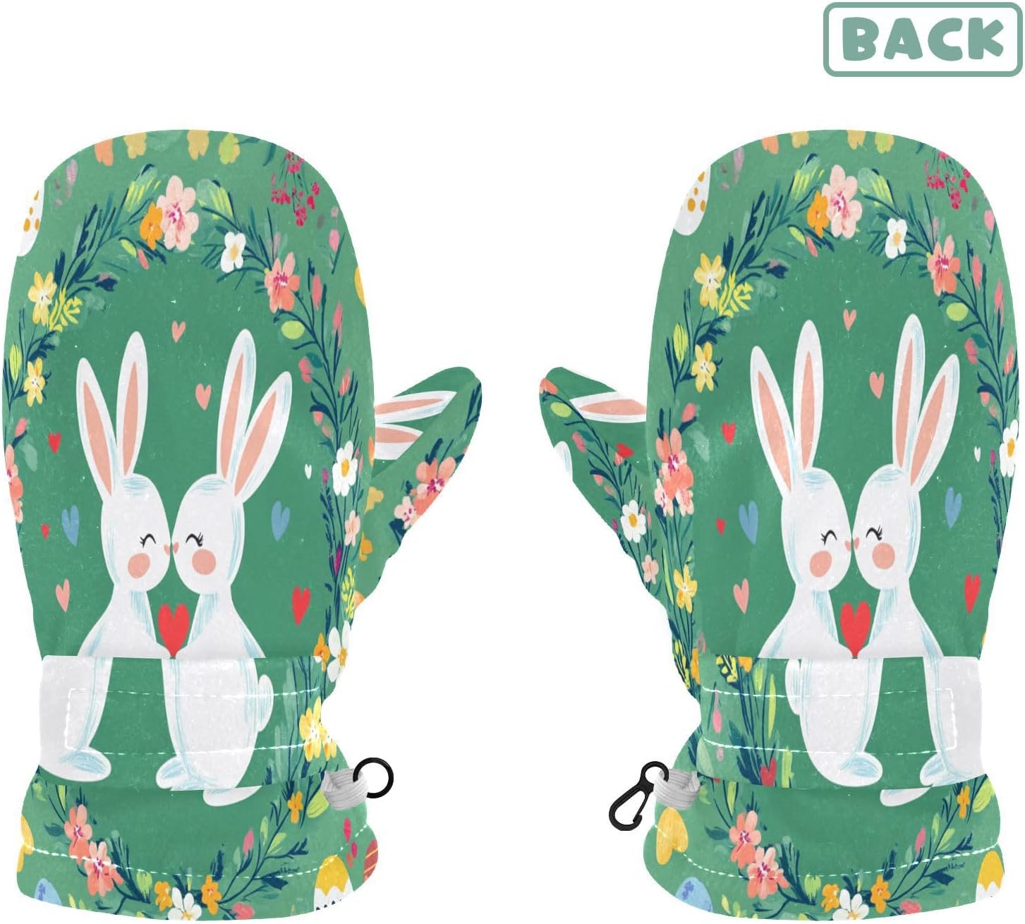 Rabbits Flowers Toddler Mittens Infant Warm Mittens Kids Snow Gloves Fleece Lined for Baby Boys S