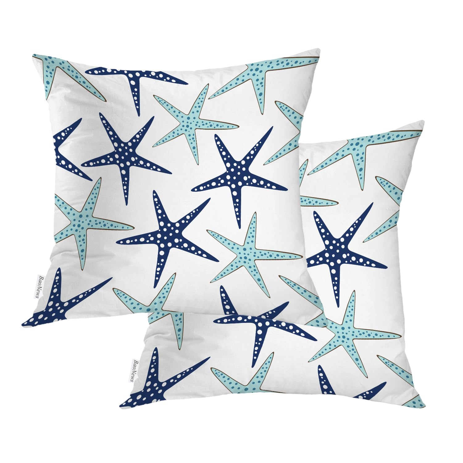 Housse de coussin coton premium motif étoile de mer vintage avec finitions soignées 45cm