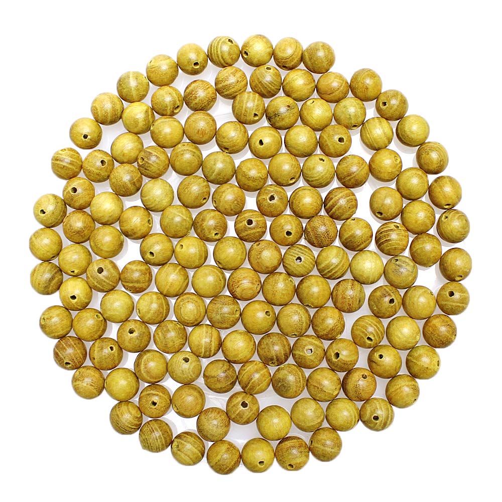 30 cuentas de madera de 15 mm, cuentas redondas sueltas de madera dorada natural para hacer joyas, manualidades, pulseras, collares
