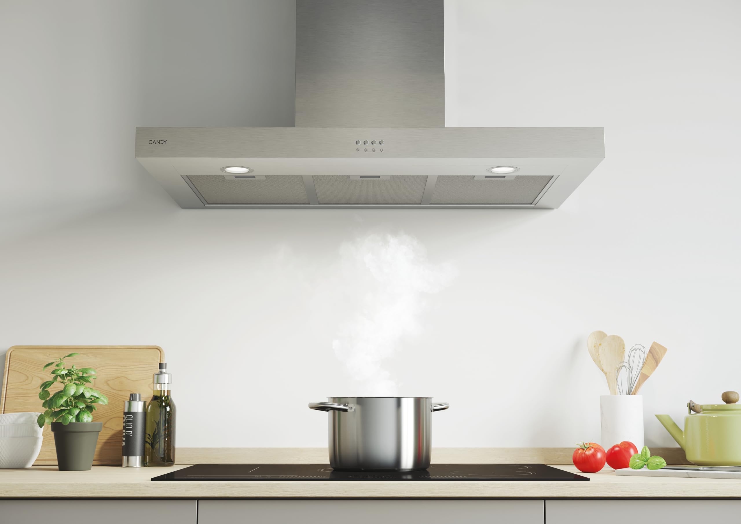 Candy CMB955X Dunstabzugshaube/Wandhaube/T-Form/Breite 90cm / Drucktasten Bedienung/Edelstahl