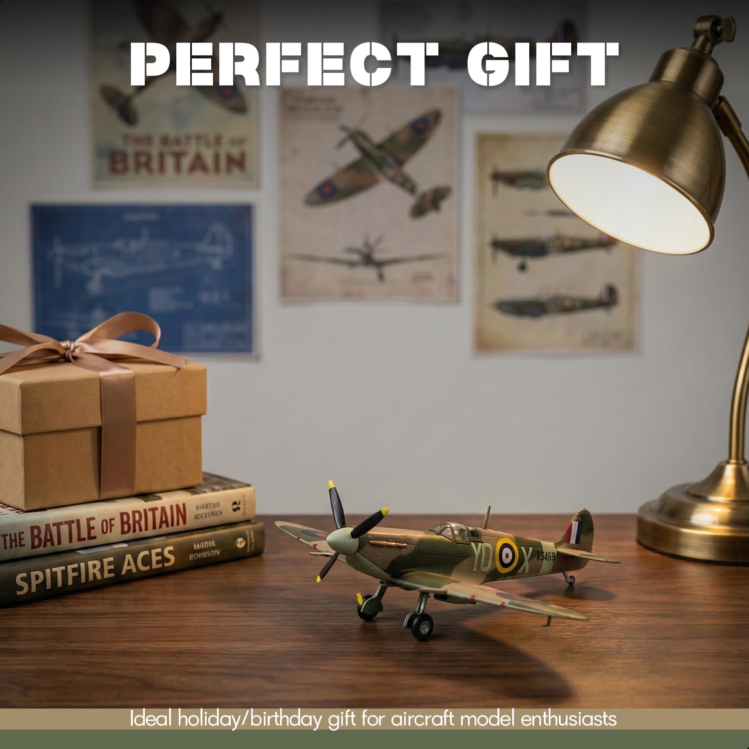 NUOTIE 1/72 UK Super Navy Spitfire - Maqueta de avión de combate de metal fundido a presión, simulación de la Segunda Guerra Mundial, modelo retro con soporte