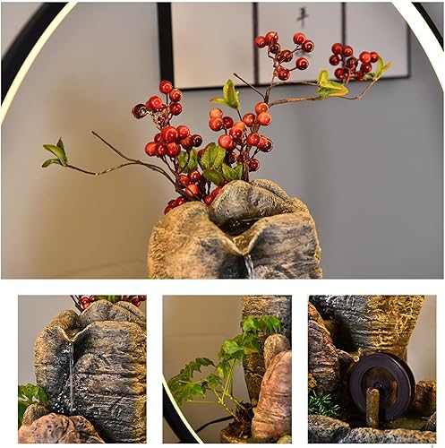 Miniatura 3 de Fuente de escritorio para decoración de escritorio, con rocalla o luces LED, adorno de resina de relajación interior, para oficina, hogar,