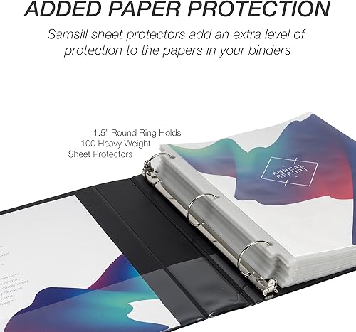 Vista 277 de Samsill (MP128587) - Carpeta de 3 anillos redondos de 3 pulgadas, fabricada en los EE. UU., con cubierta transparente personalizable para insertos