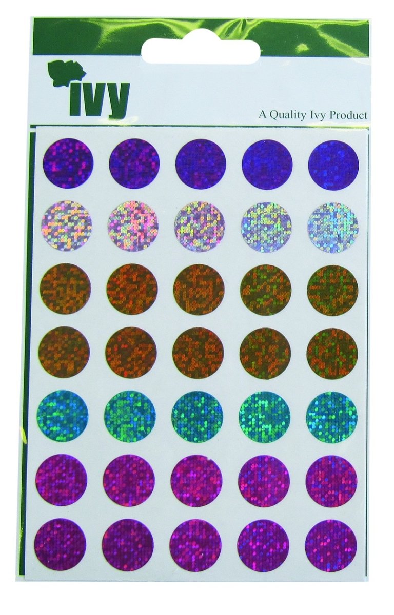 Ivy Multicolor 13Mm Holographic Self Adhesive Round Dot Spot Sticky Labels Circle Stickers (70 Stickers)