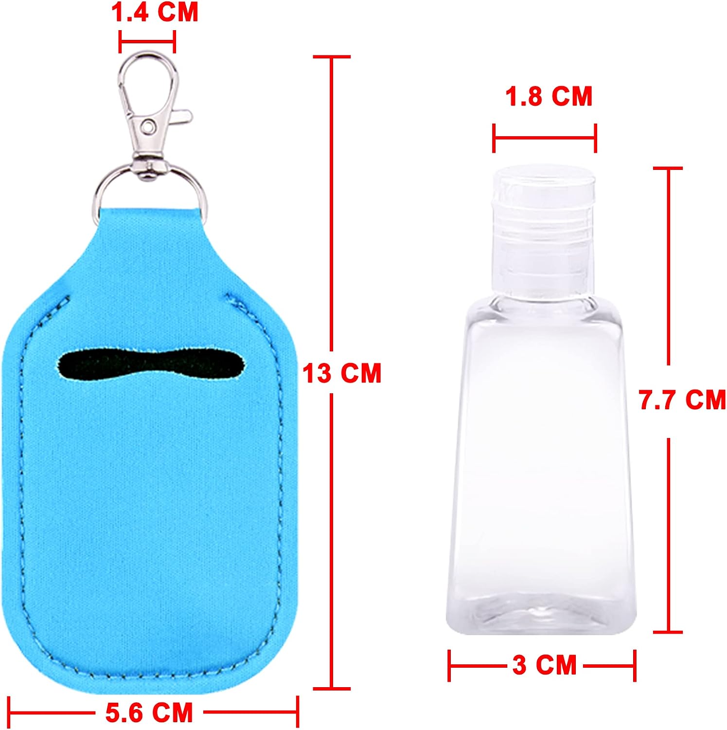 Duufin 40 Pieces Hand Sanitizer Keychain Holders Set with 20 Pieces Hand Sanitizer Holder and 20 Pieces Empty Travel Bottles