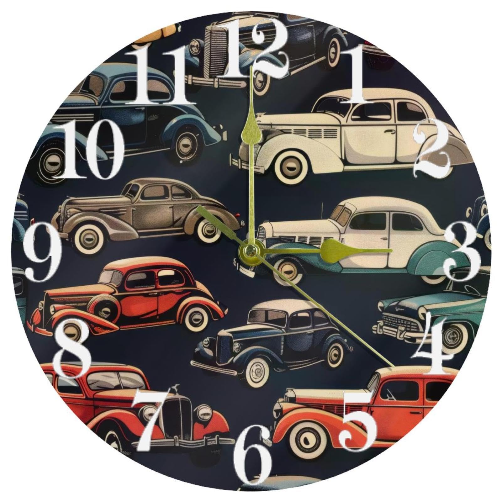 Horloge murale ronde voiture vintage pour décorer votre bureau