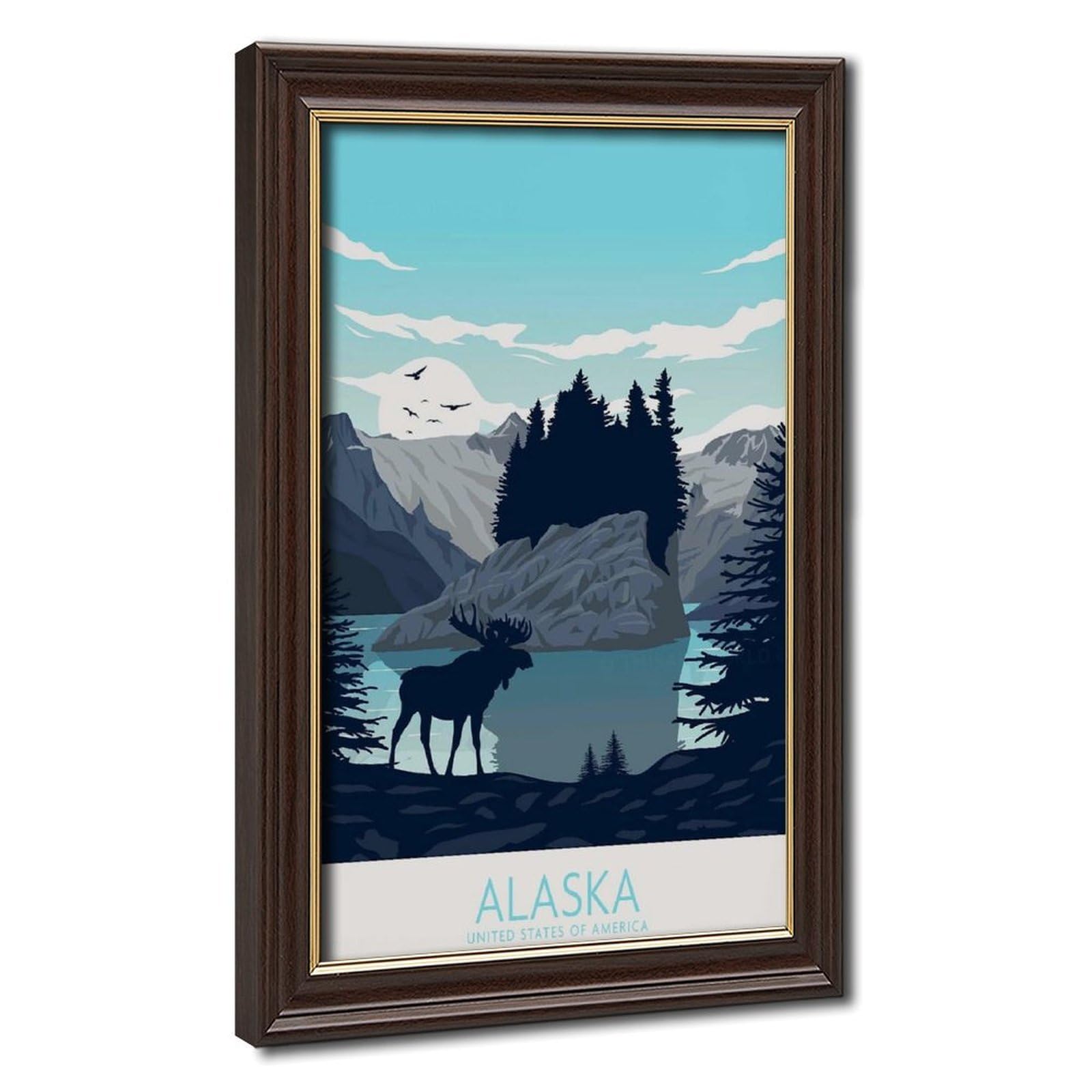 Bareronor Mokume Gane Frame-Style Alaska Poster Canvas Poster For Bedroom Decor Gift