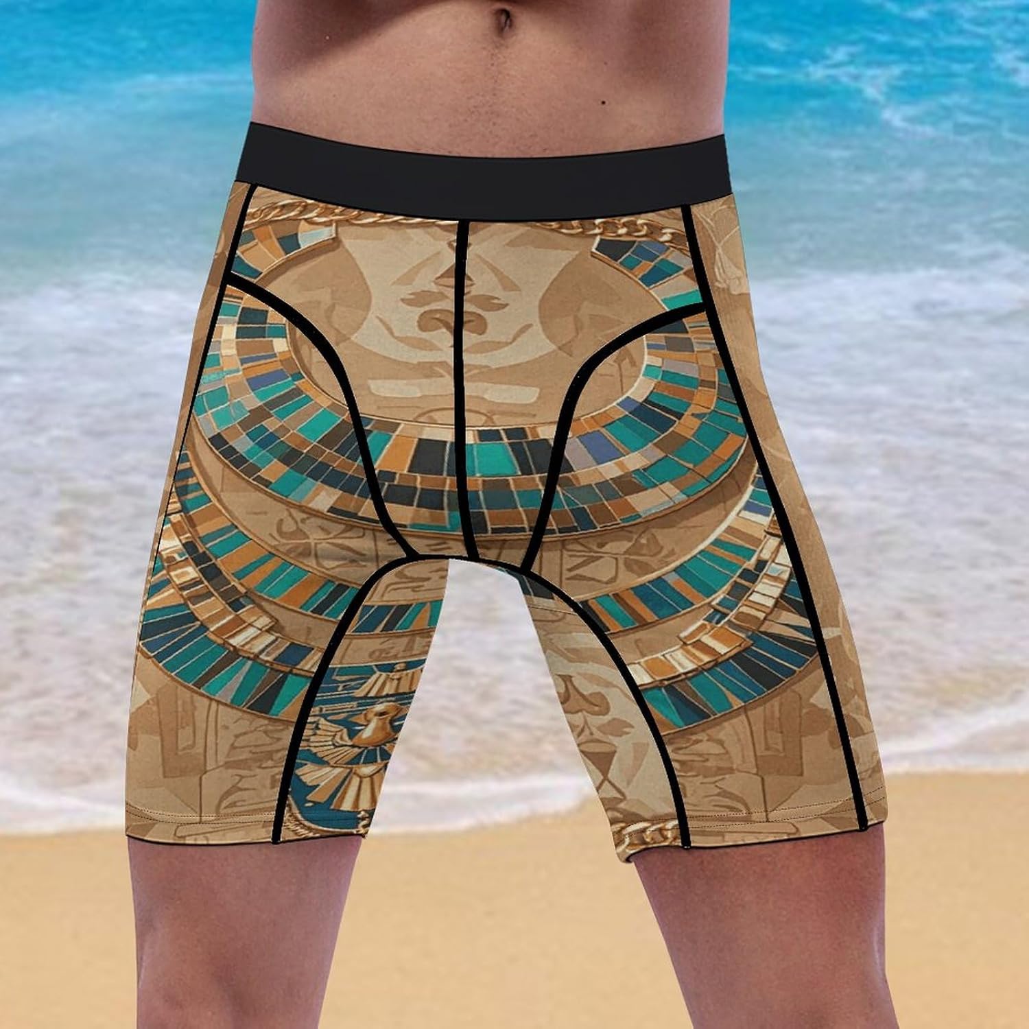 Egyptian Necklace Compression Shorts Men Spandex Sport Shorts Workout Performance Baselayer Underwear