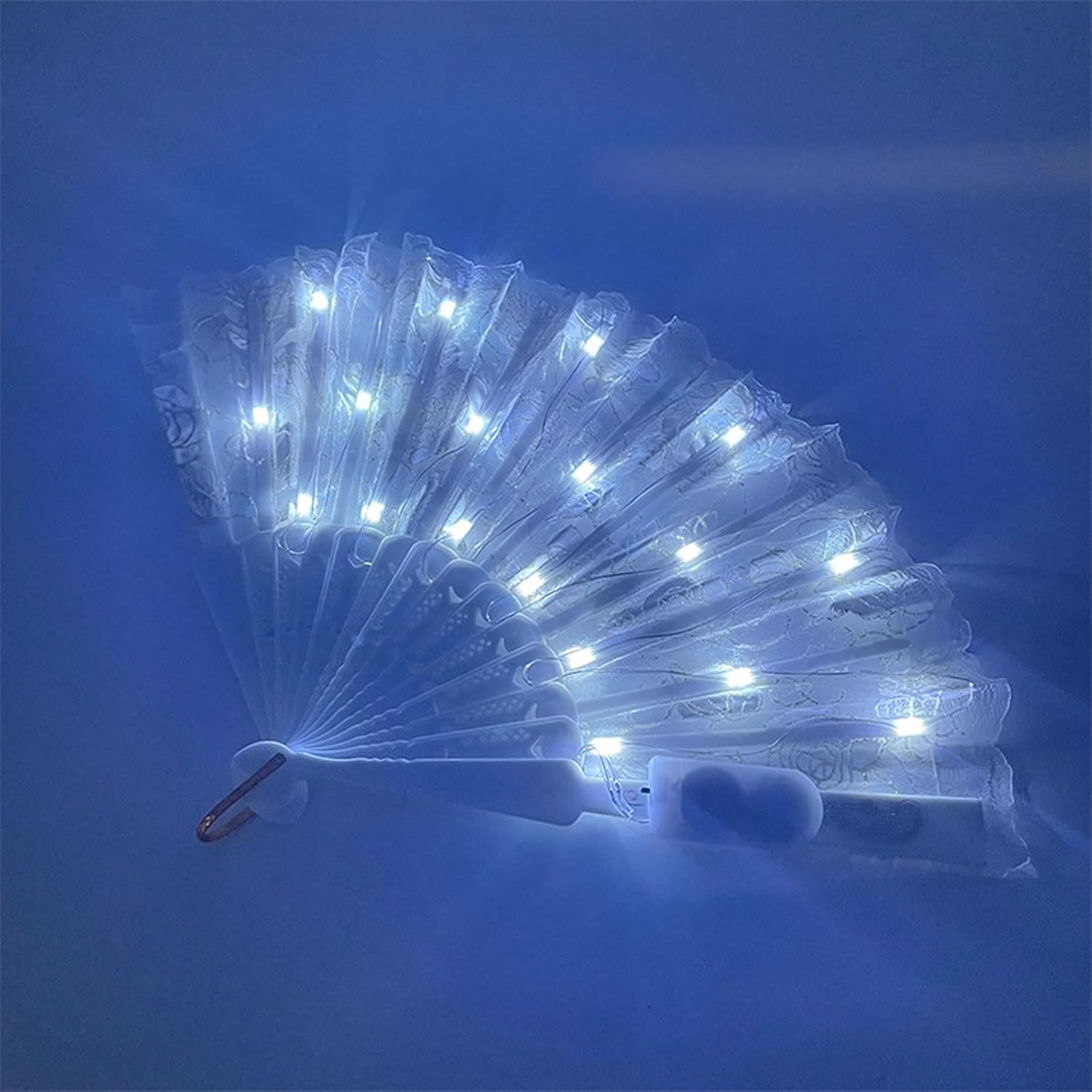 Rose Lace Florals LED Glowing Light Up Hand Fan Dance Show Birthday Gift Wedding Party Birthday Party